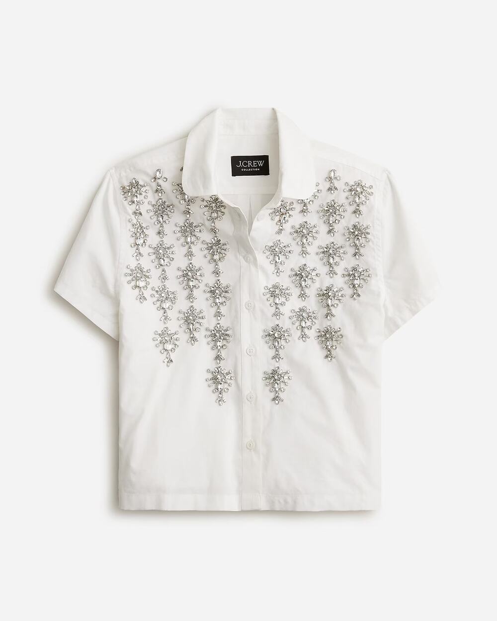 NWT J Crew Collection Cropped Button-Up Shirt with Embellishments Size 0